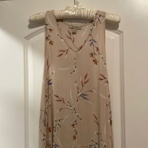 Dark cream print long tank